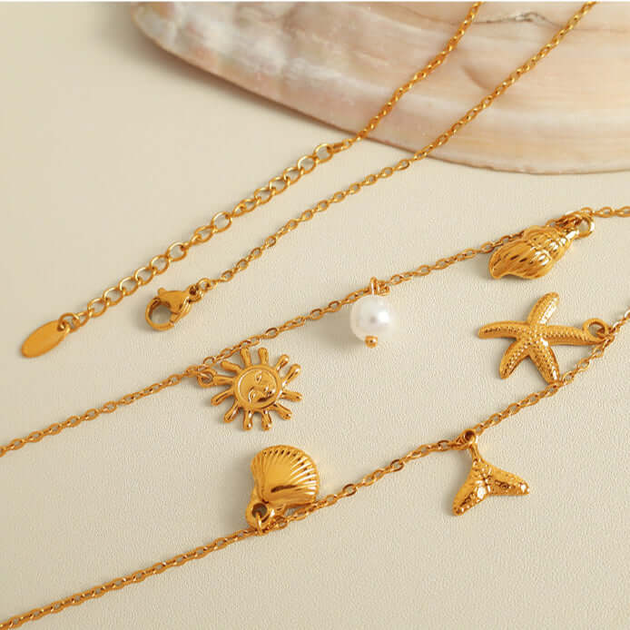 Summer Alphabet Starfish Charm Necklace