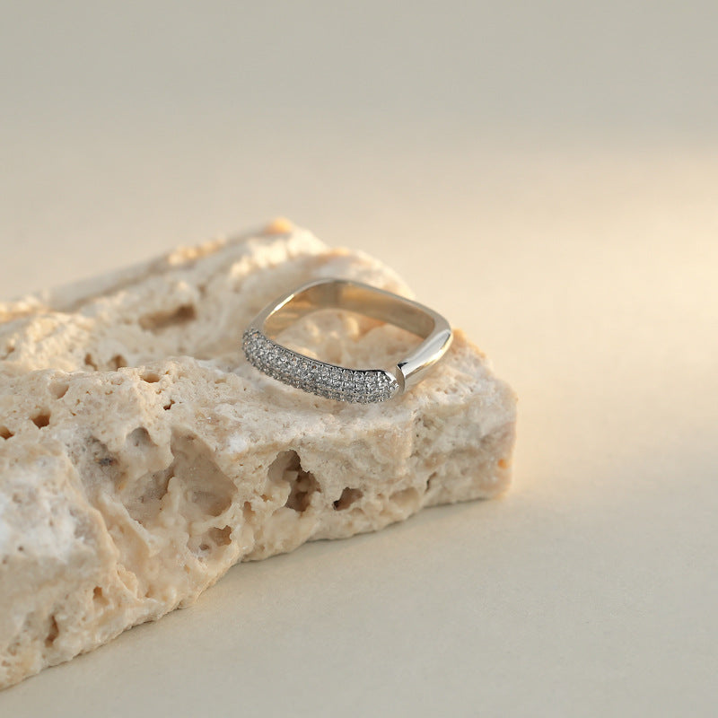 Art Deco Silver Eternity Square Ring