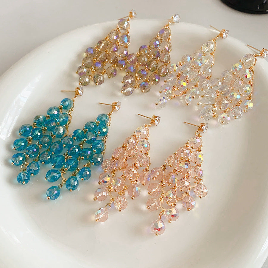 Rhombus Shape Grape Ball Earrings