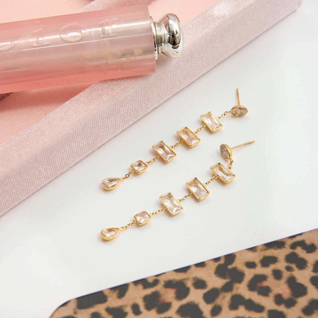 Light Luxury Baguette Droplet Earrings