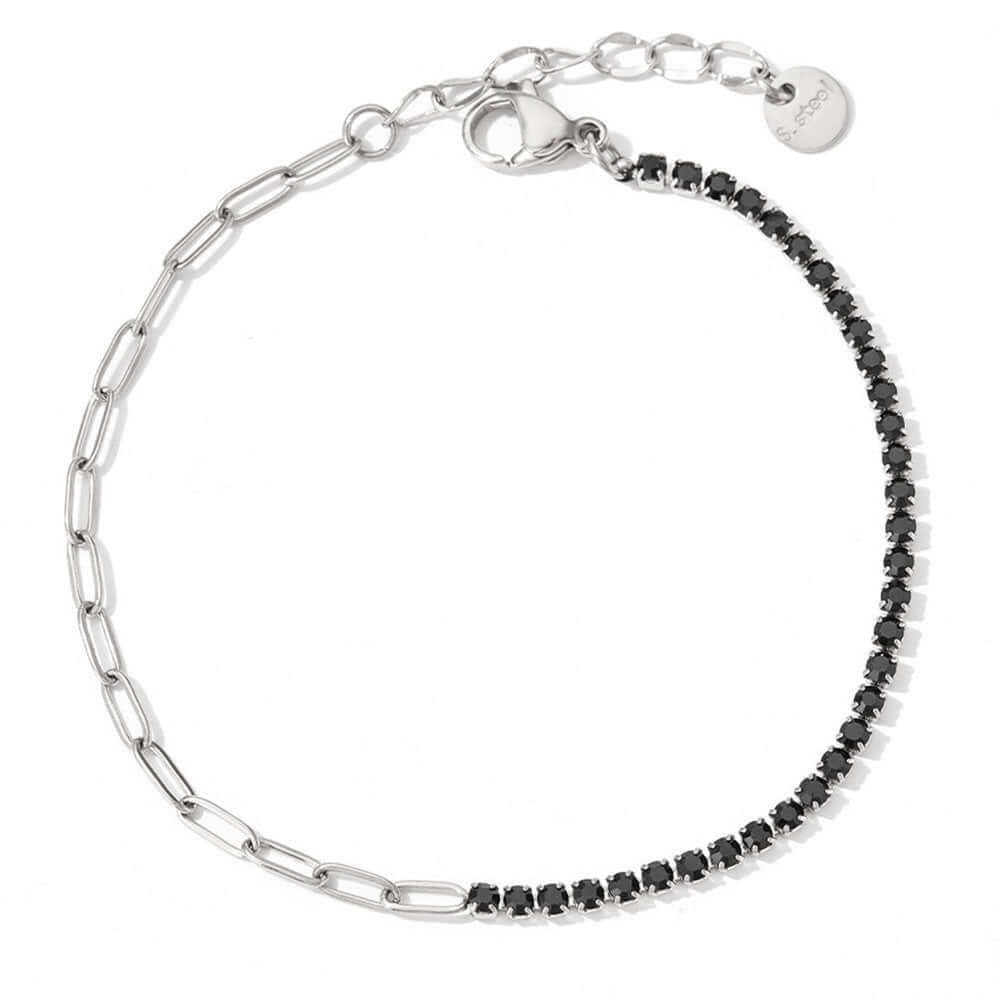 Sparkling Black CZ Tennis Anklets Bracelet
