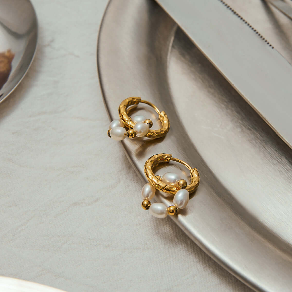 Baroque Pearl Donut Hoop Earring Ear Clip Set