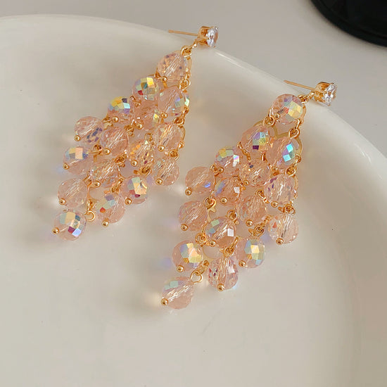 Rhombus Shape Grape Ball Earrings
