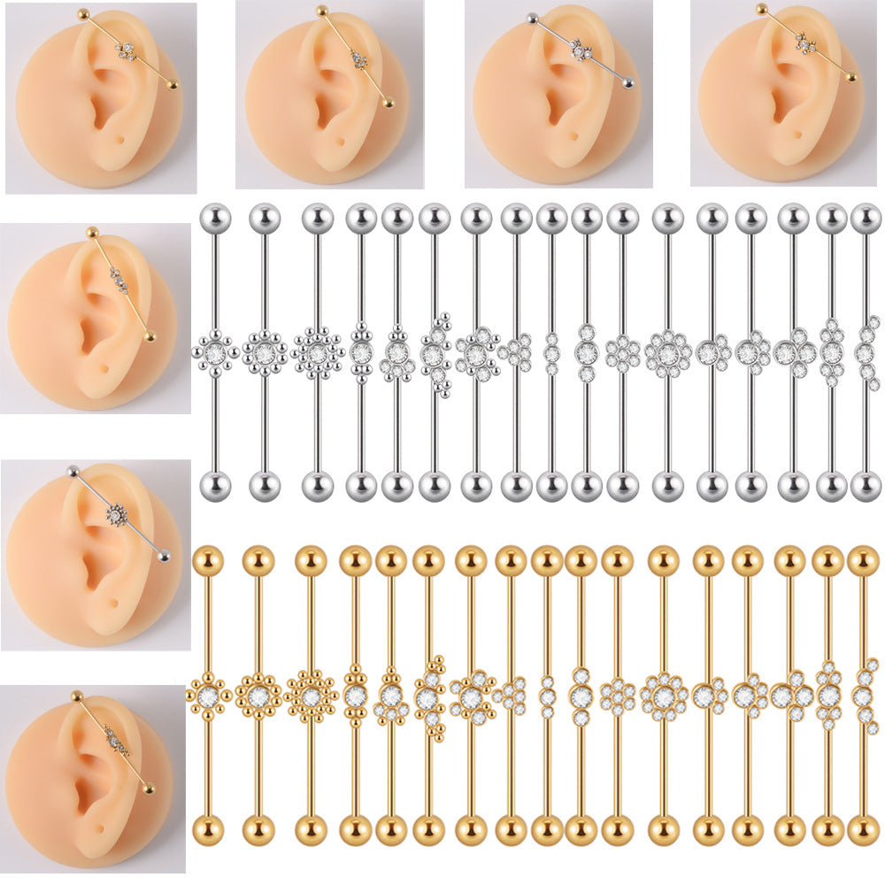 16G Gold & Silver Geometry Double Industrial Barbell Bar | DL2311