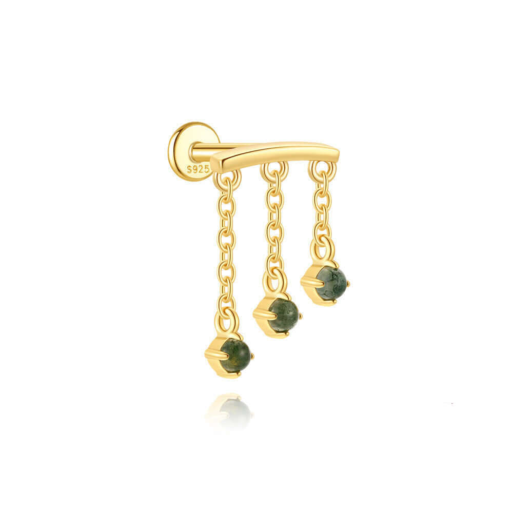 Moss Agate Push Pin Labret Back Studs