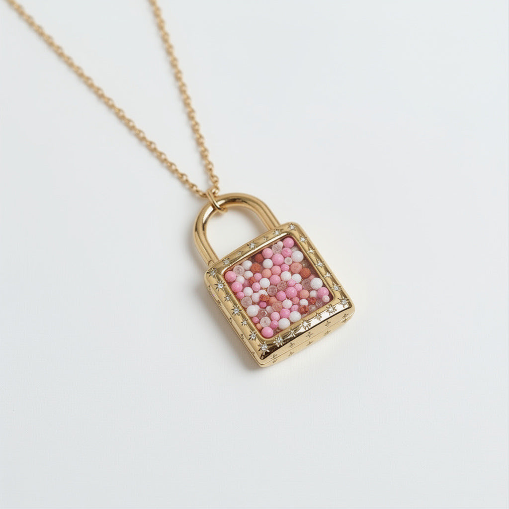 DIY Heart Gold Locket Necklace with Charms | JFN202