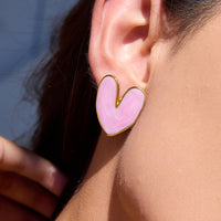Color Red Heart Stud Earrings