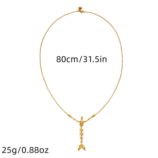 Spooky Skeleton with Fish Tails Necklace