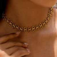 Titanium Clover Leaves Choker Necklace