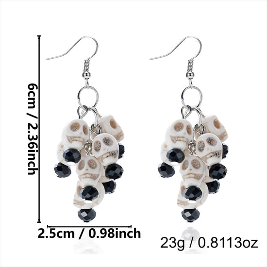 Pumpkin Spell Skull Beaded Drop Earrings