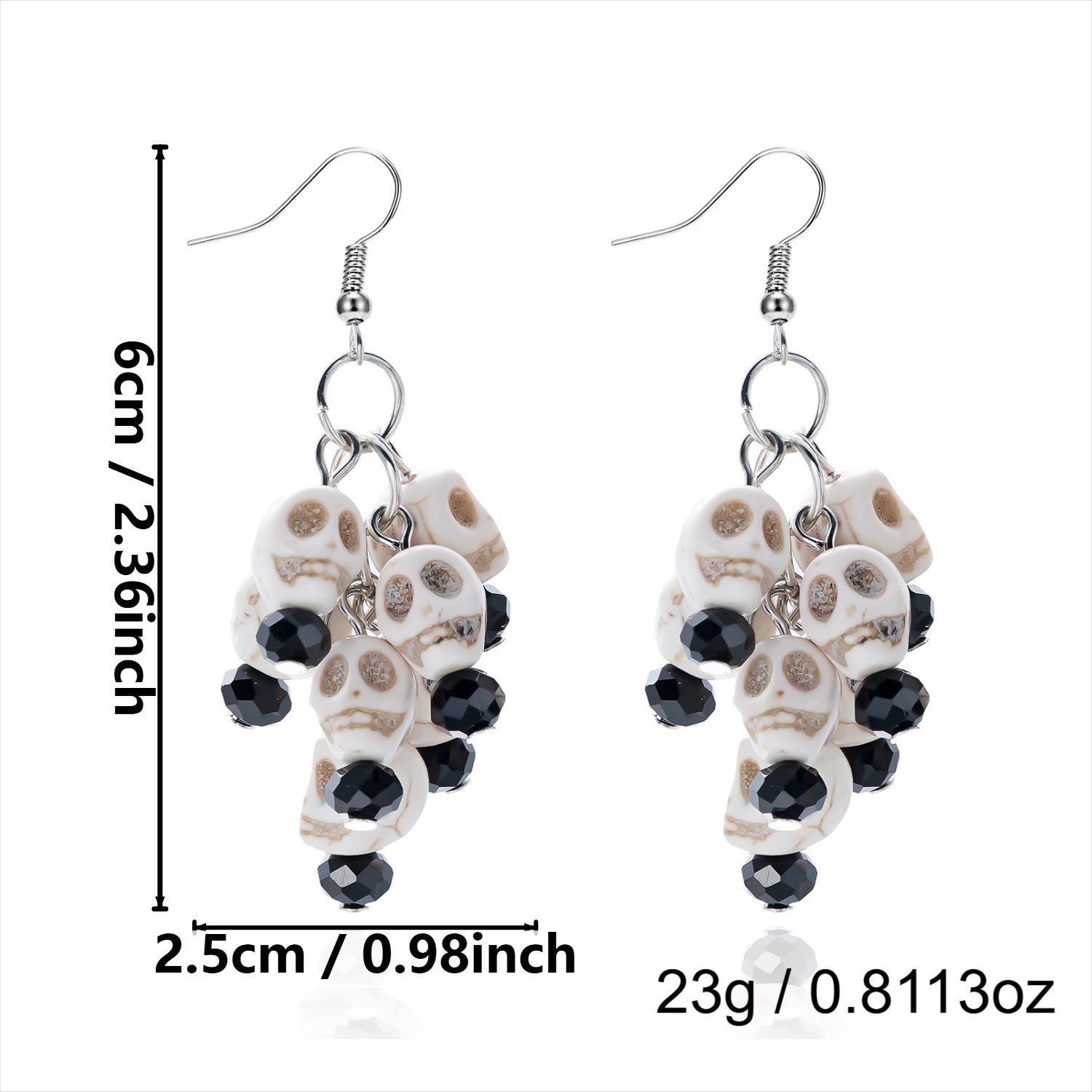 Pumpkin Spell Skull Beaded Drop Earrings