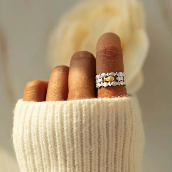 Cute Little Fish Layer Stacking Ring Silver