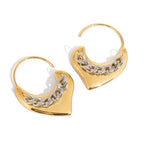 Gold Silver Chain Heart Lever Back Earrings