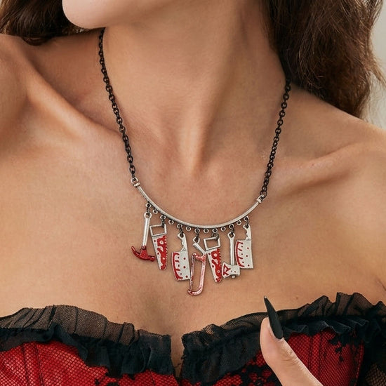 Crimson Veil Blood Drop Layered Necklace