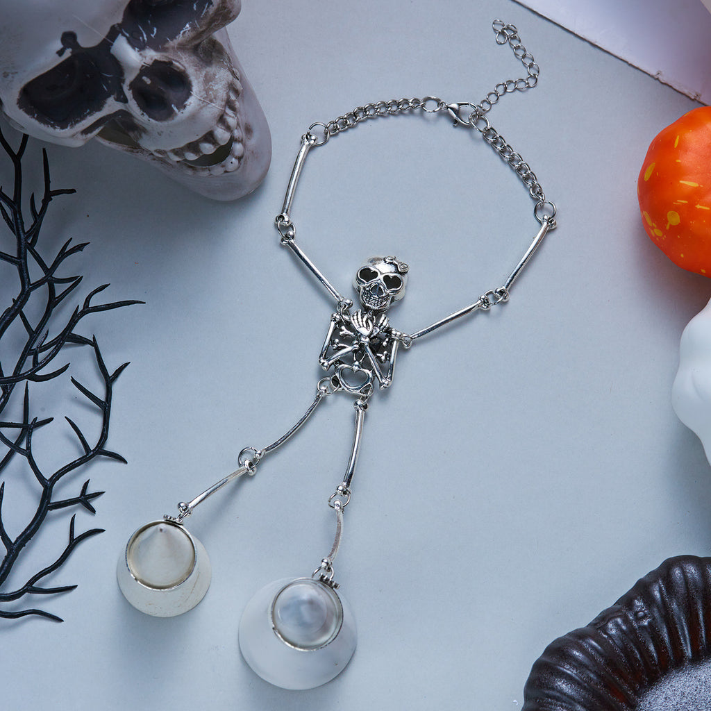 Golden Bones Skeleton Hand Chain Bracelet
