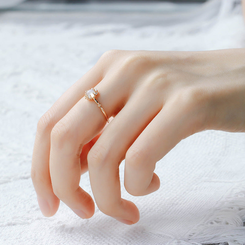 Aurora Moonstone Birthstone Ring