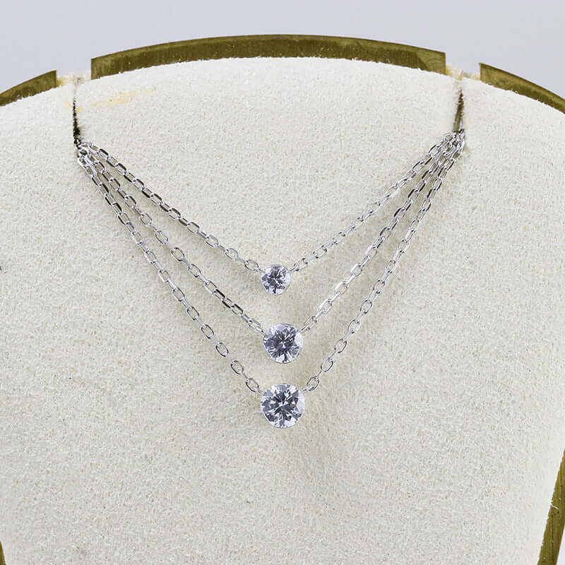 Silver Solitaire Moissanite Pendant Necklace
