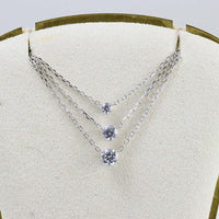 Silver Solitaire Moissanite Pendant Necklace
