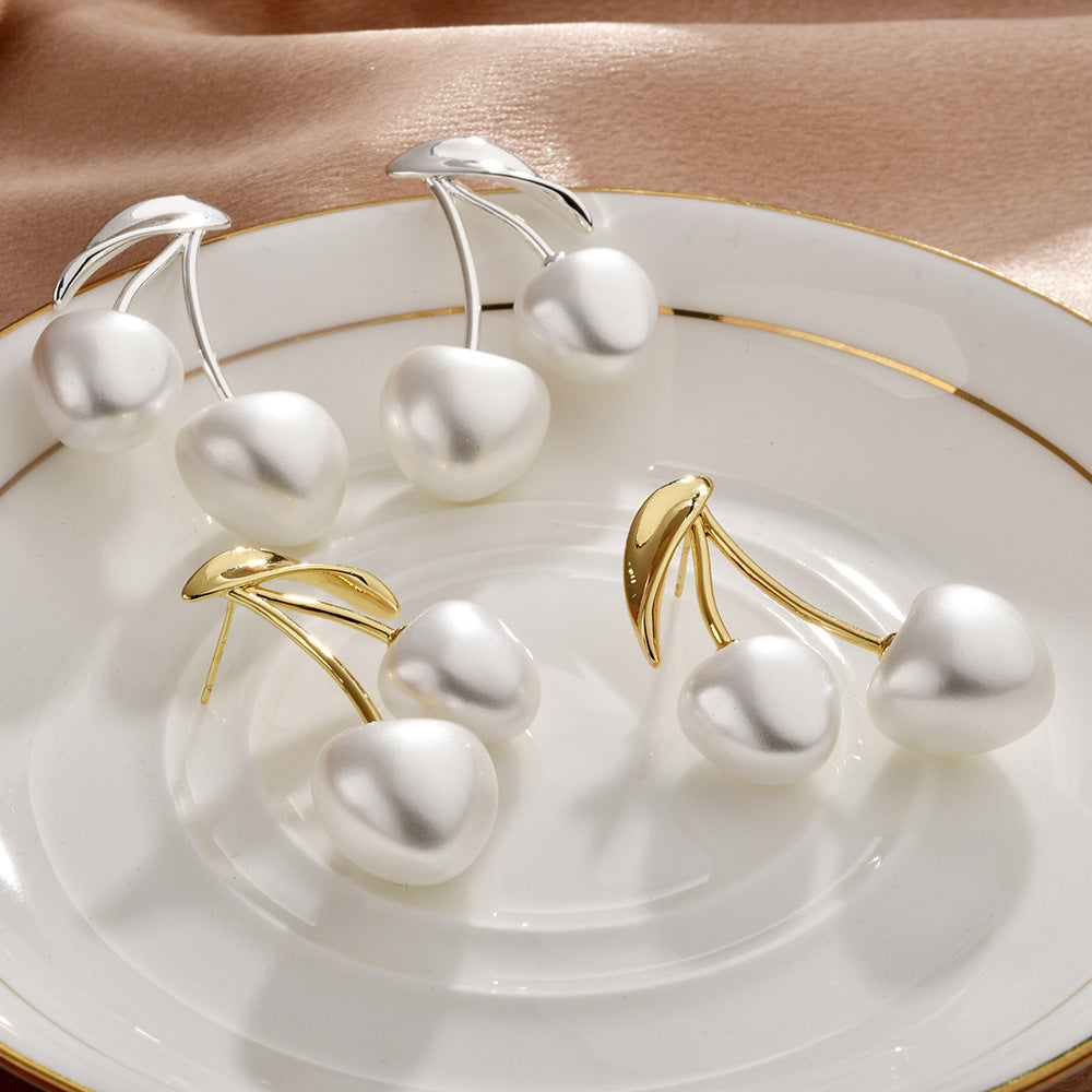 Golden Cherry Pearl Earrings