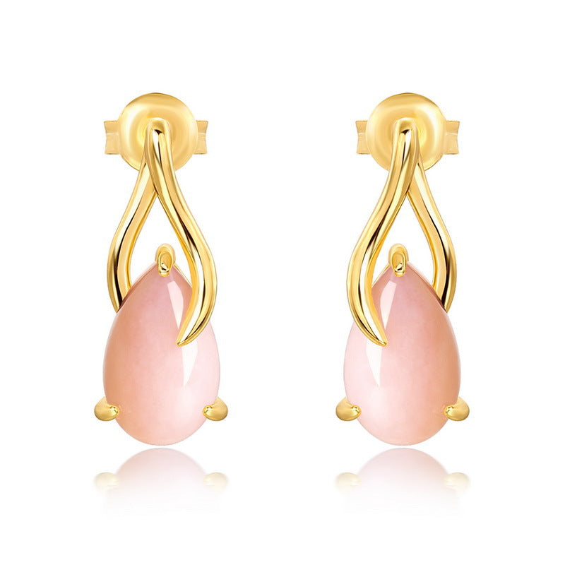 Pink Opal Aura Drop Earrings