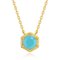 Hexagon Bezel Birth Month Turquoise Gemstone Necklace
