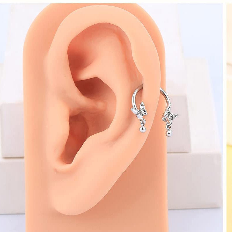 Butterfly Dangle Horseshoe Circular Barbell