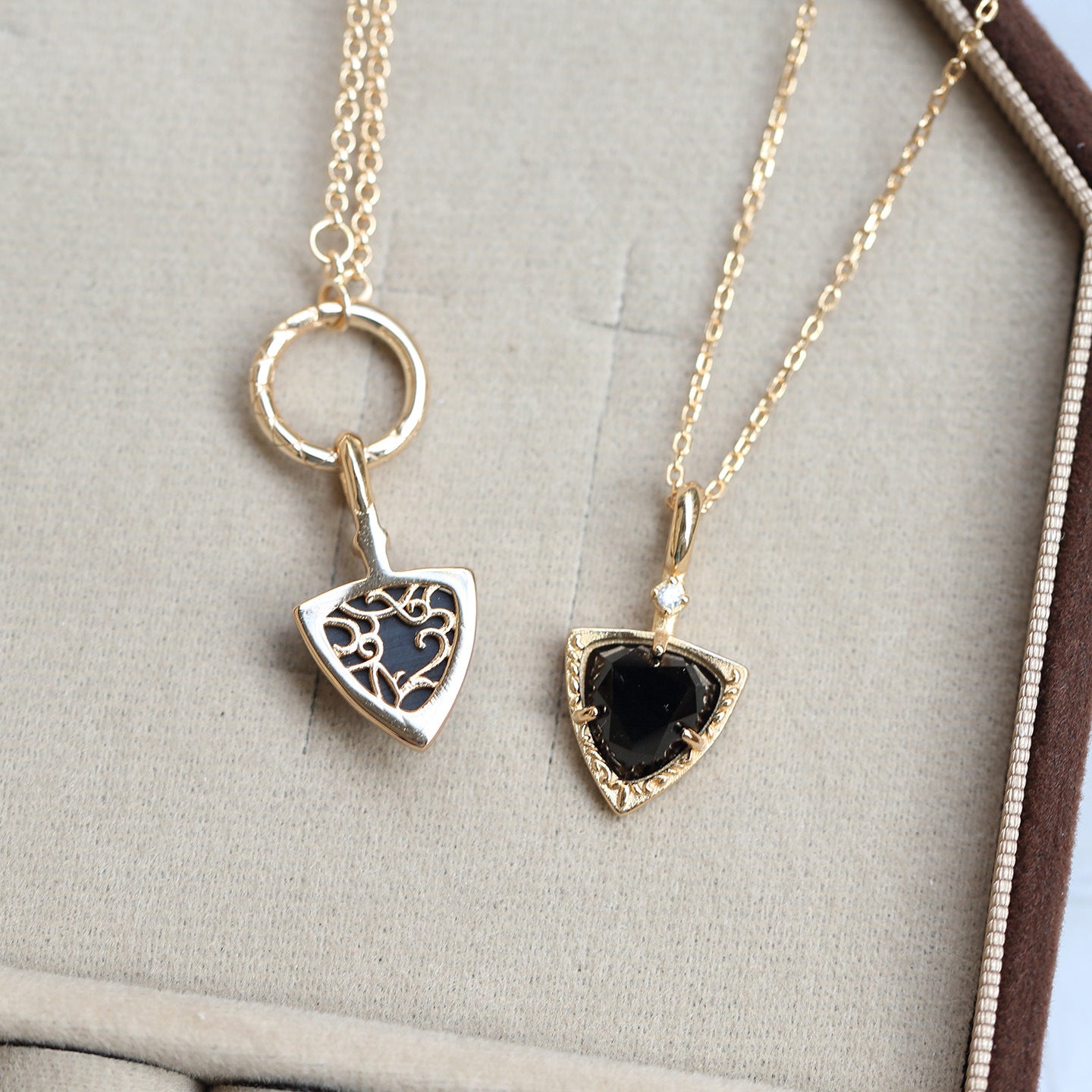 Trillion Black Onyx Flow Ring and Necklace