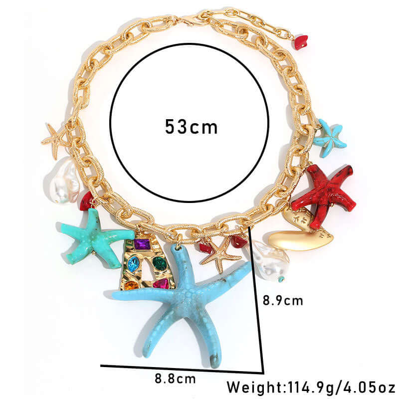 Coral Summer Beach Vacation Chain Necklace