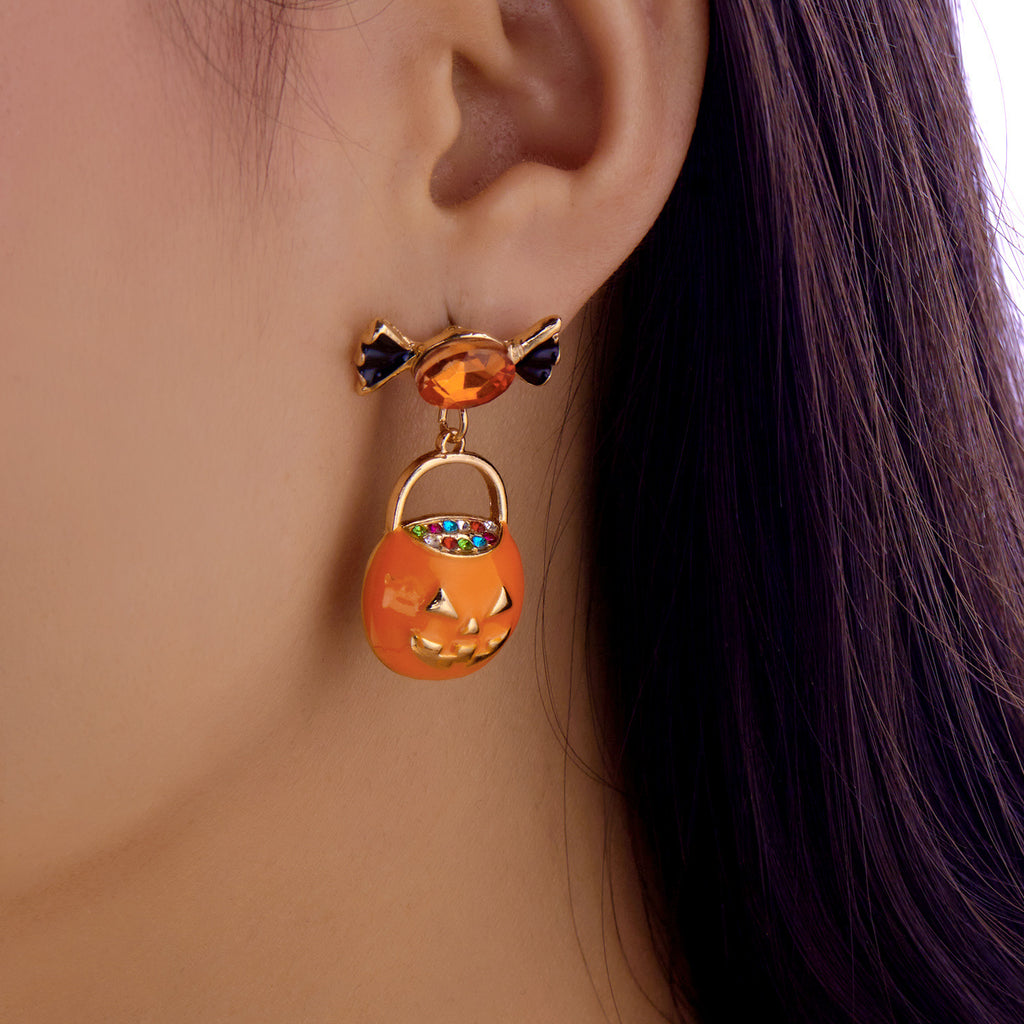Asymmetric Dancing Skeleton Drop Earrings