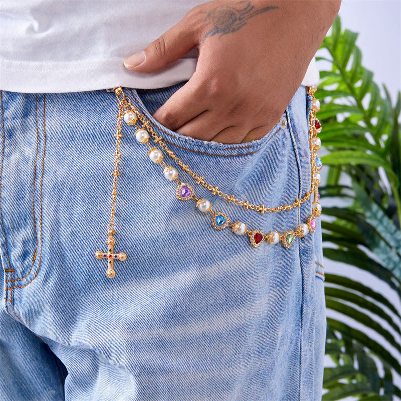Pearl Bloom Layered Jeans Waist Chain