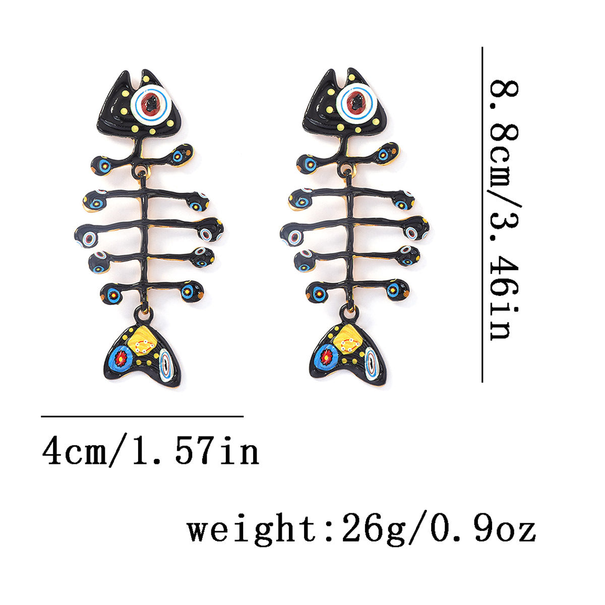 Chunky Fishbone Skeleton Earrings