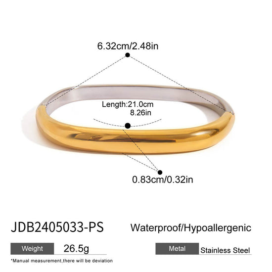 Modern Square Two Tone Dome Bangle