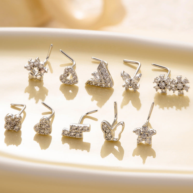 Little Bow Flower L Shape Nose Ring