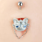 Cat with Glasses Dangle Belly Ring