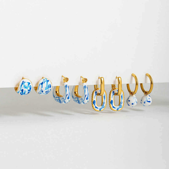 Porcelain Marble Hoop Earrings