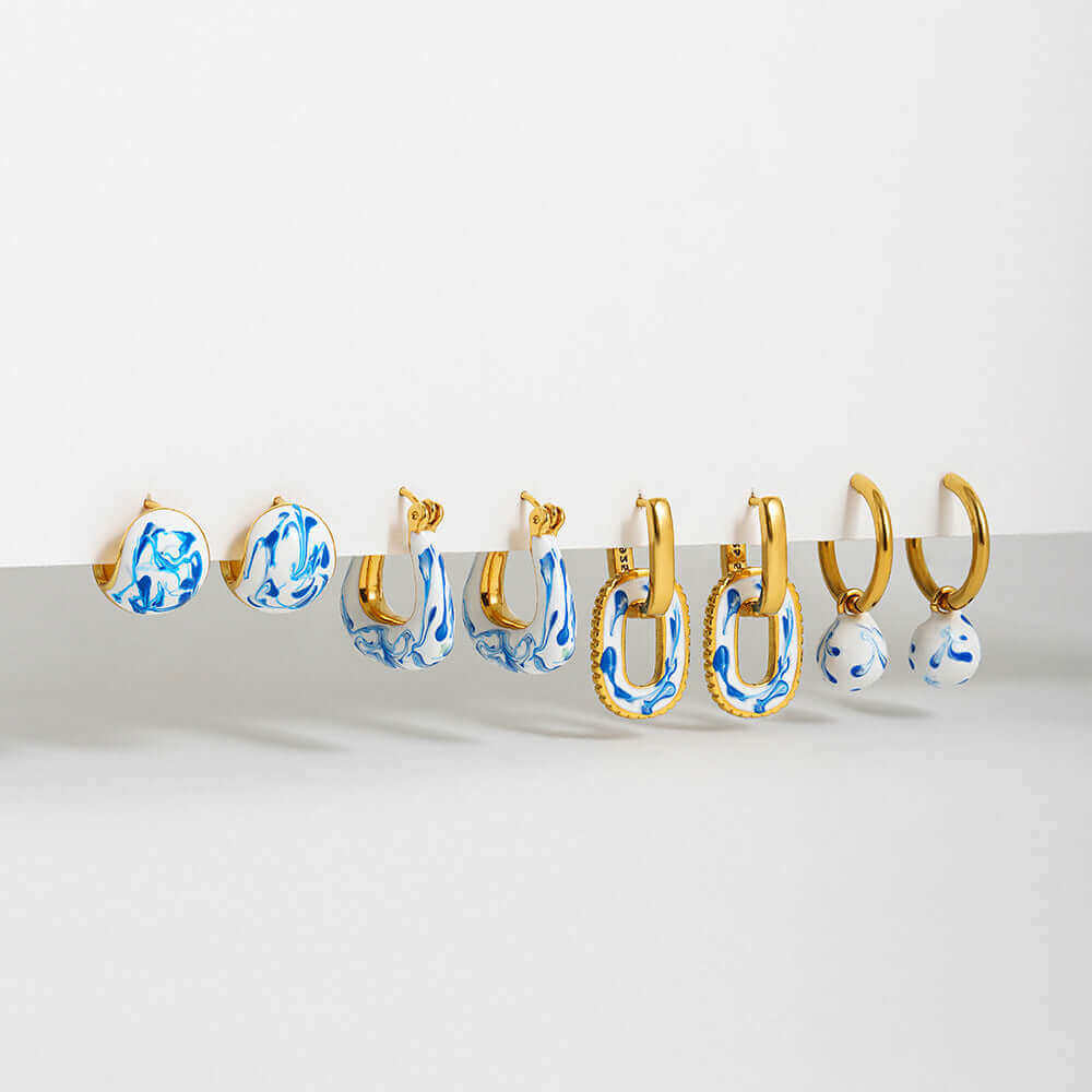 Porcelain Marble Hoop Earrings