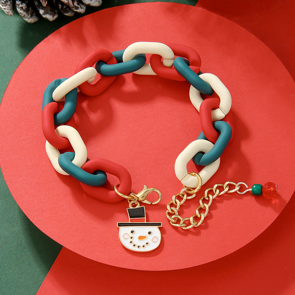 Santa Claus Acrylic Link Holiday Christmas Bracelet