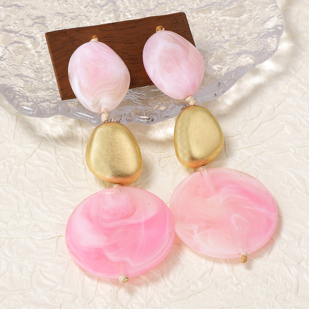 Pink Irregular Disc Beaded Necklace