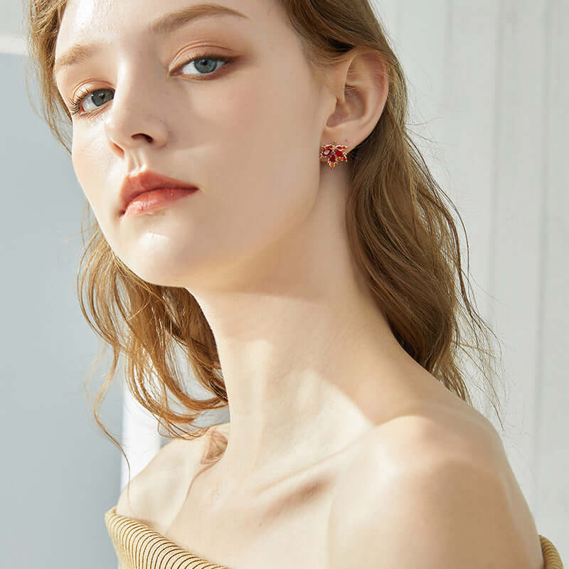 14K Gold Plated Maple Leaf Earrings Collection | GS040