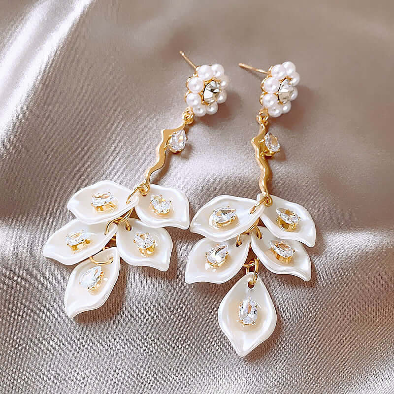 Pearl Petal Drop Earrings