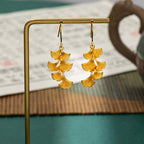 Golden Ginkgo Leaf Dangle Earrings