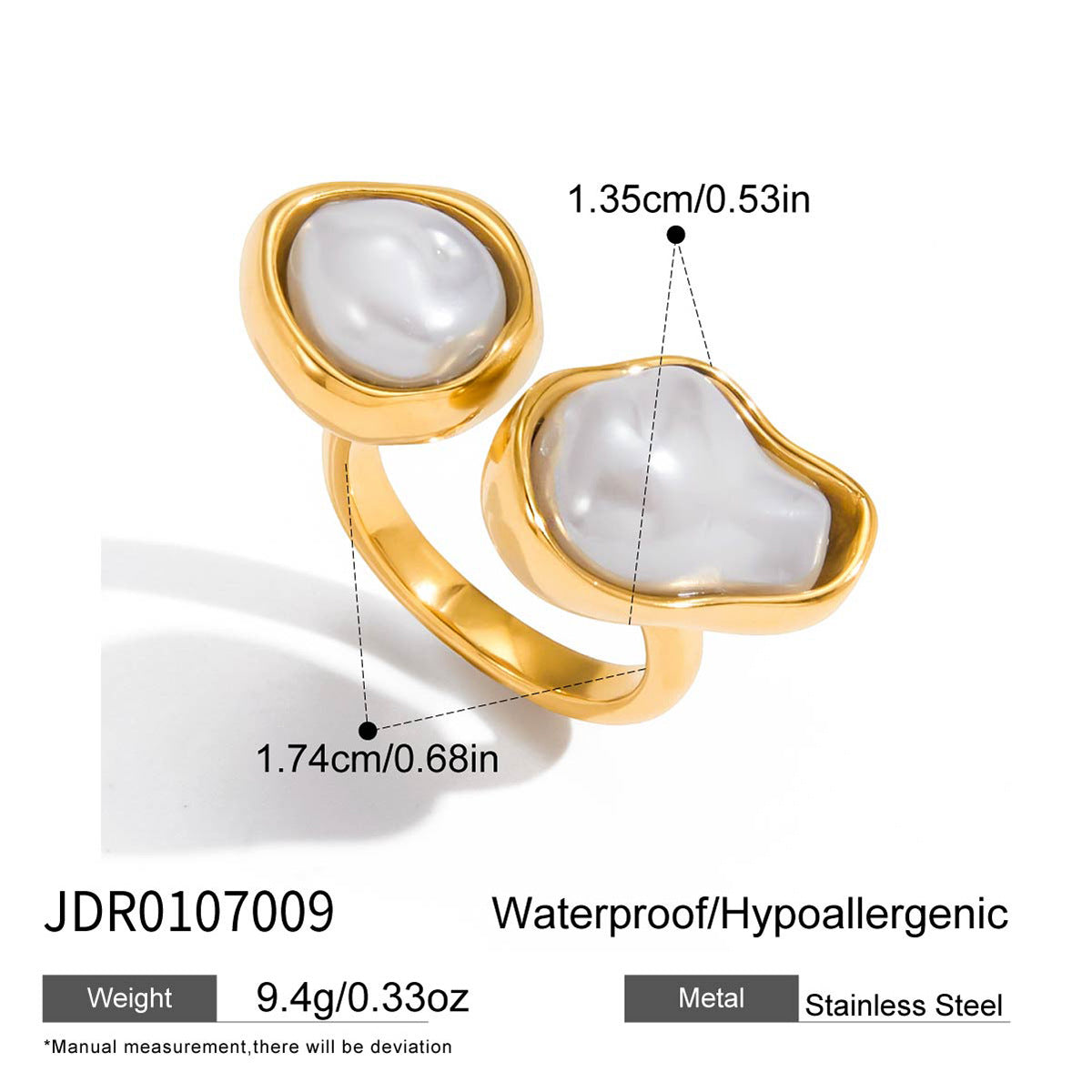 Baroque Chunky Pearl Thumb Index Ring