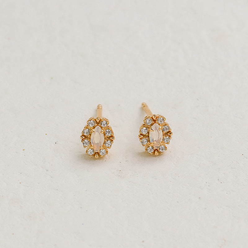 Golden Halo Ethiopian Opal Stud Earrings