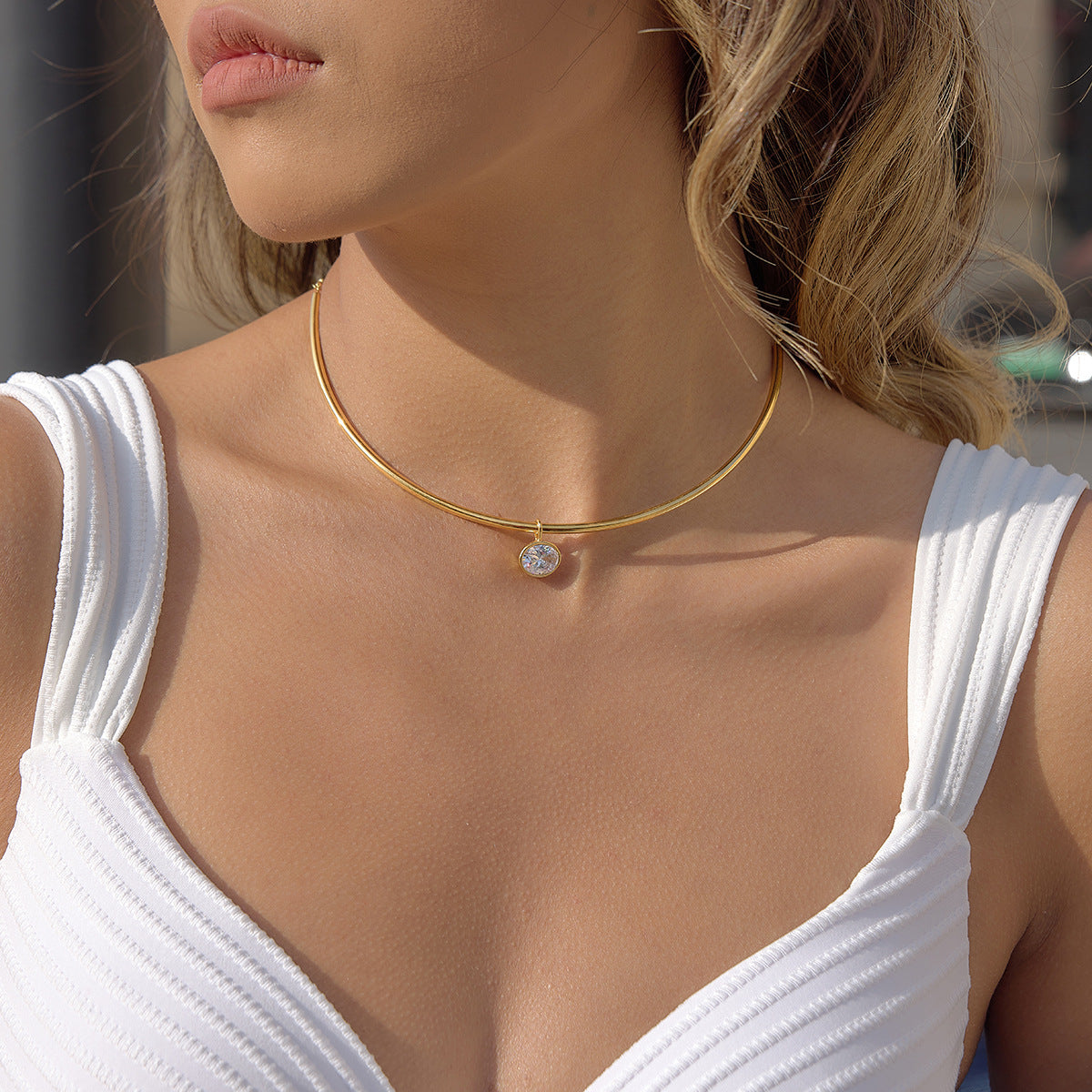 Gold Evil Eye Simple Choker