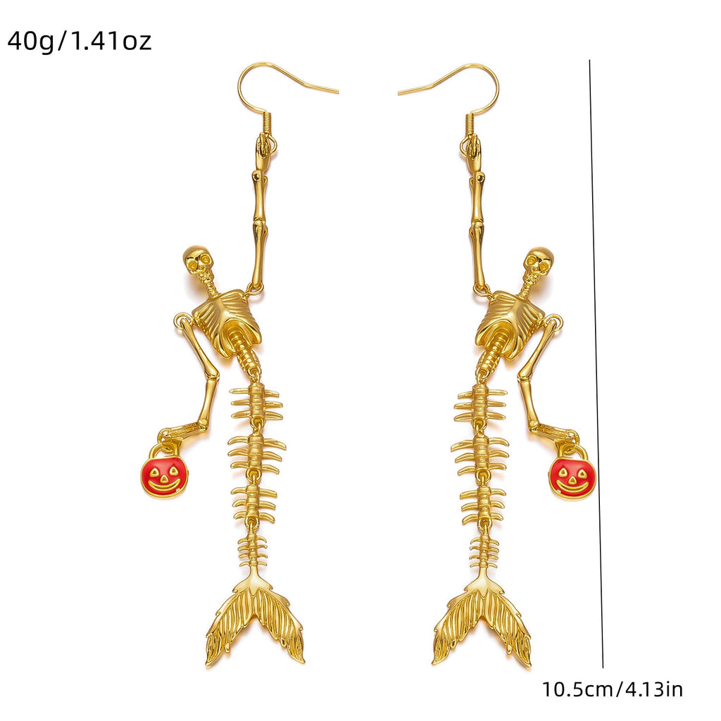 Spooky Skeleton with Fish Tails Necklace