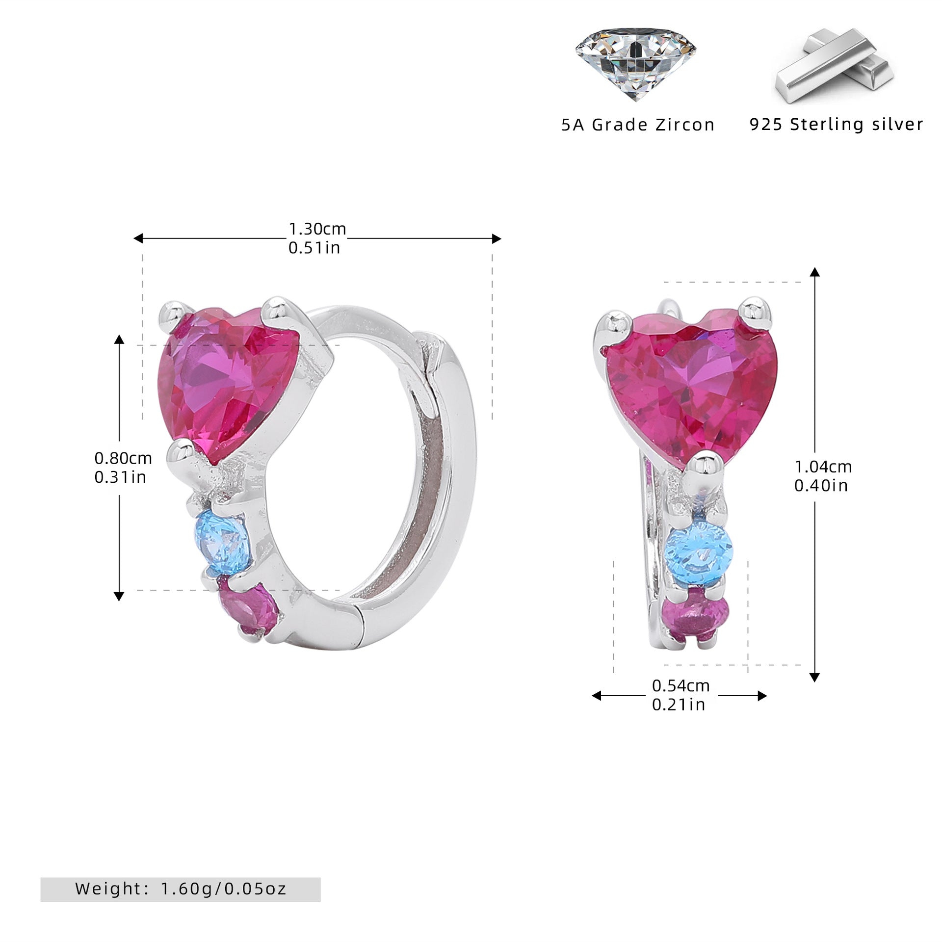 Dazzling Heart Small Hoop Earrings