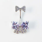 Girlish Ribbon Bowknot Double Mount Belly Piercing