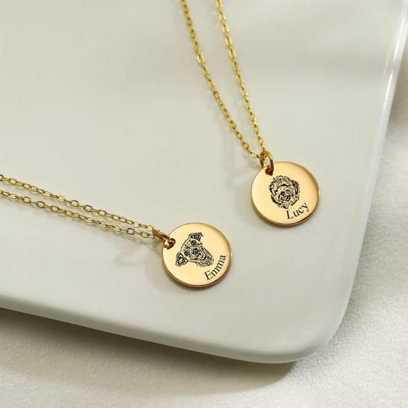 Personalise Pet Photo Disc Pendant Necklace