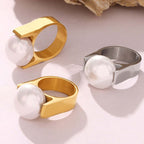 Exaggerate Pearl Statement Thumb Ring