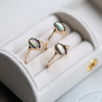 Mystery Black Shell Clear Quartz Gemstone Rings